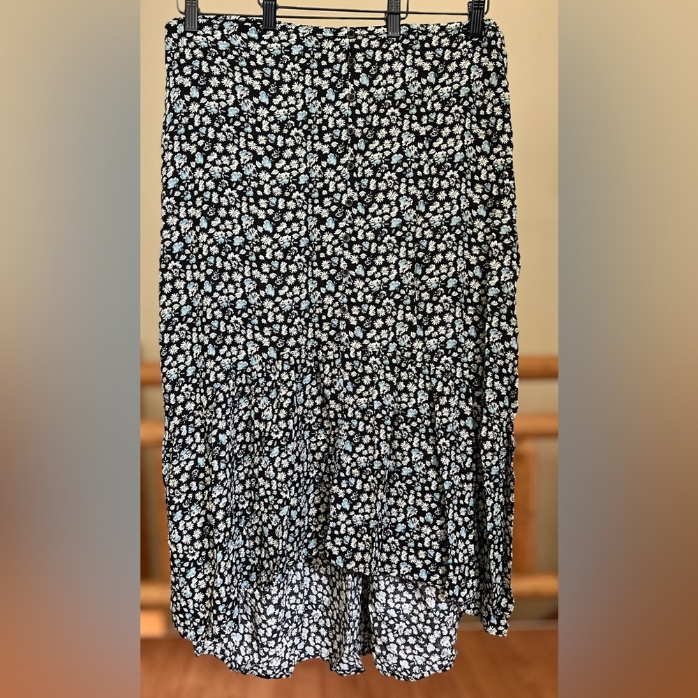 🪻Wild Fable Black Floral Hi-Low Midi Skirt - Size XL 🪻